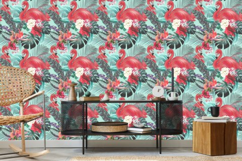 Tapeta Flamingi, Kwiaty, Natura, Do Salonu