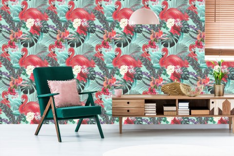 Tapeta Flamingi, Kwiaty, Natura, Do Salonu