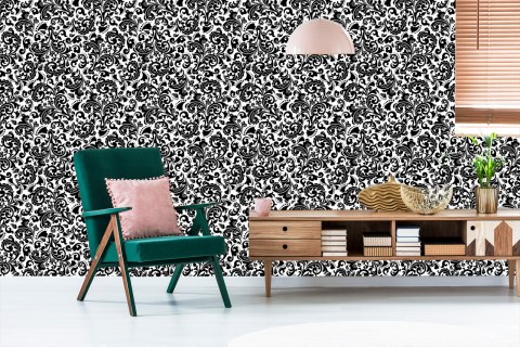 Tapeta Klasyczne Czarno-Białe Ornamenty