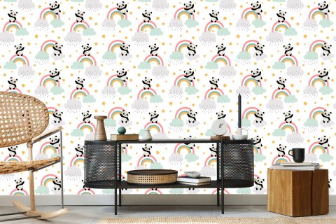 Tapeta Pandy Z Tęczą