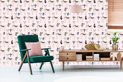 Tapeta W Lamy Zwierzęta Kaktusy, Do Pokoju Dziecka