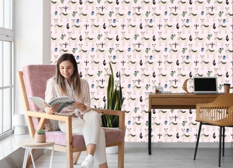 Tapeta W Lamy Zwierzęta Kaktusy, Do Pokoju Dziecka