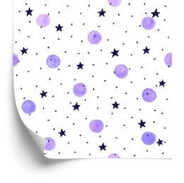 Tapeta Dla Dzieci - Fioletowe Groszki Malowane Akwarelą