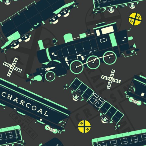 Tapeta Kolorowe Parowozy Vintage