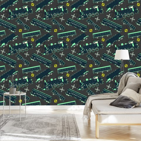 Tapeta Kolorowe Parowozy Vintage