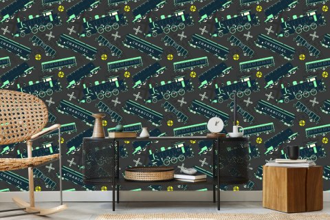 Tapeta Kolorowe Parowozy Vintage