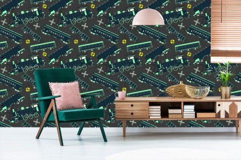 Tapeta Kolorowe Parowozy Vintage