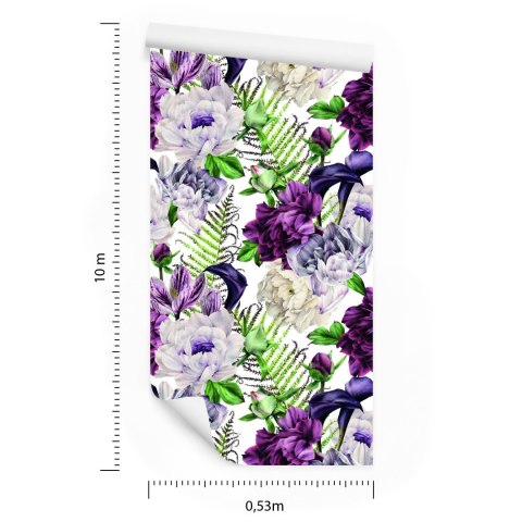 Tapeta Kwiatowy Wzór Piwonie Akwarela