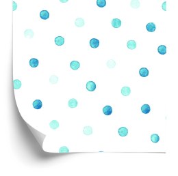 Tapeta Niebieskie Kropki Malowane Akwarelą