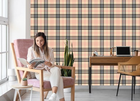 Tapeta Nowoczesna 3D, W Kratę, Do Salonu, Biura