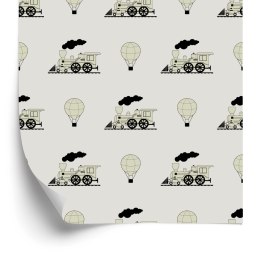 Tapeta Parowozy Z Balonami Vintage