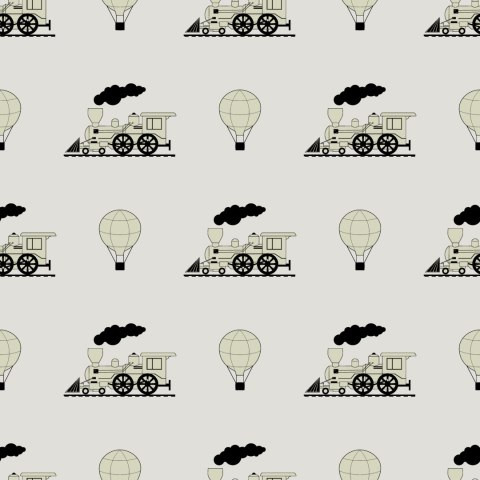 Tapeta Parowozy Z Balonami Vintage