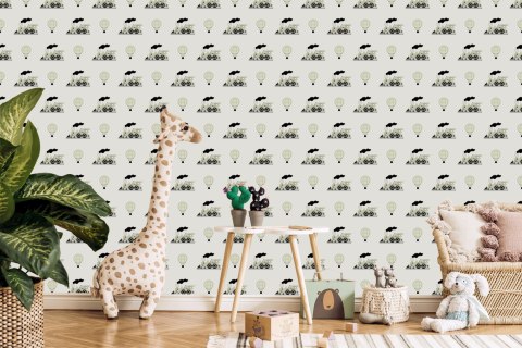 Tapeta Parowozy Z Balonami Vintage