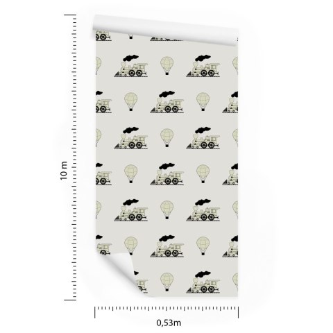 Tapeta Parowozy Z Balonami Vintage