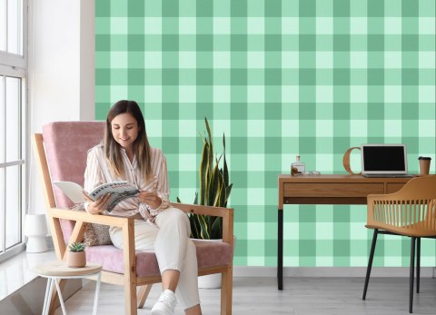 Tapeta Piękna Krata W Odcieniach Zieleni