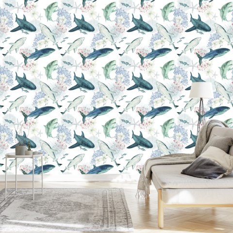 Tapeta Rekiny Na Tle Rafy Koralowej