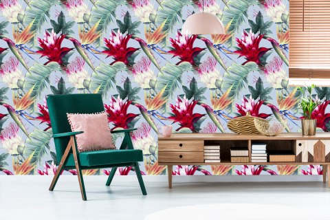 Tapeta Tropikalne Kwiaty Akwarela