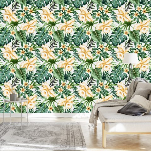 Tapeta Tropikalne Kwiaty Akwarela