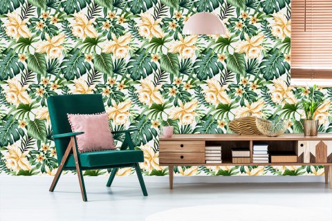 Tapeta Tropikalne Kwiaty Akwarela