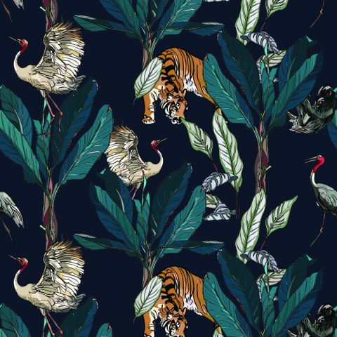 Tapeta Tygrysy, Żurawie I Leniwce