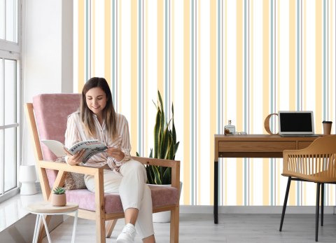 Tapeta W Klasyczne, Pionowe Paski, Salon, Biuro