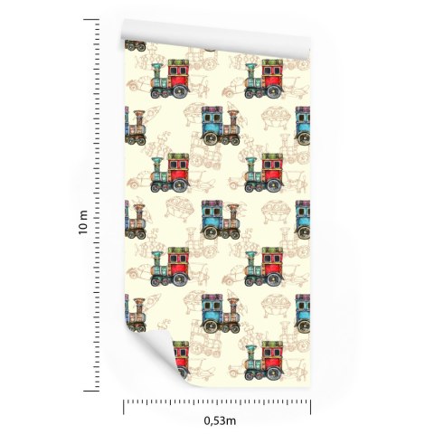 Tapeta Zabawkowe Parowozy Vintage