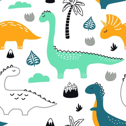 Tapeta Dinozaury, Liście, Góry, Do Pokoju Chłopca