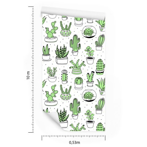 Tapeta Do Sypialni, Kaktusy W Stylu Skandynawskim