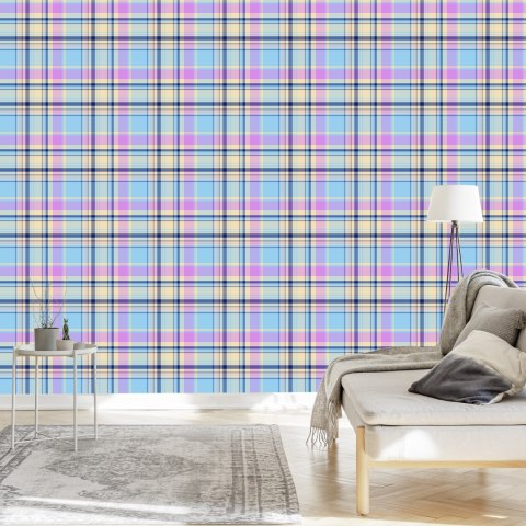 Tapeta Kolorowa, Nowoczesna, W Kratę, Do Salonu