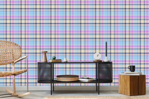 Tapeta Kolorowa, Nowoczesna, W Kratę, Do Salonu