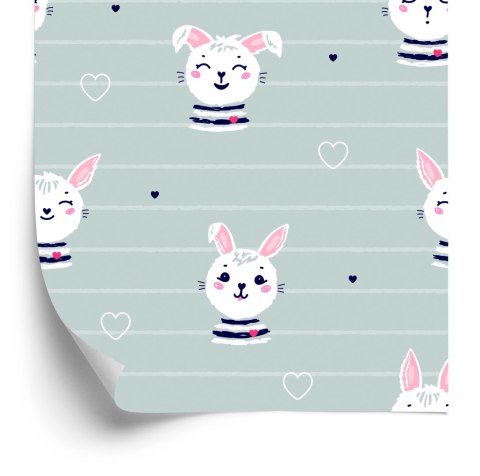 Tapeta Króliki Na Tle W Paski