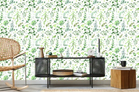 Tapeta Liście I Kwiaty Polne