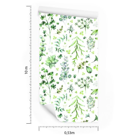 Tapeta Liście I Kwiaty Polne