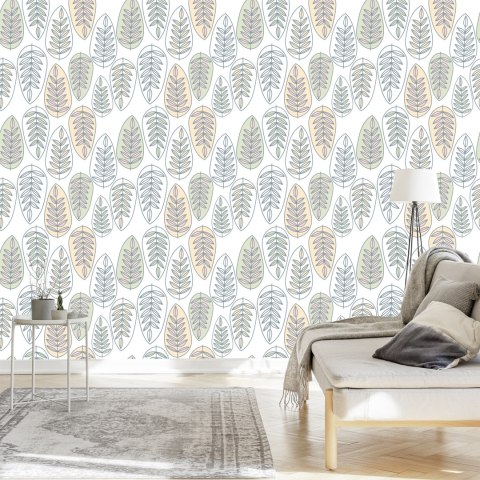 Tapeta Liście W Stylu Skandynawskim, Do Sypialni