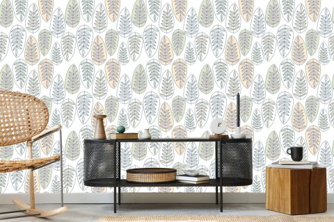 Tapeta Liście W Stylu Skandynawskim, Do Sypialni
