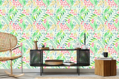 Tapeta Pastelowe Rośliny W Stylu Retro