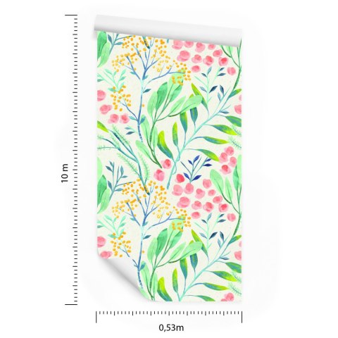 Tapeta Pastelowe Rośliny W Stylu Retro