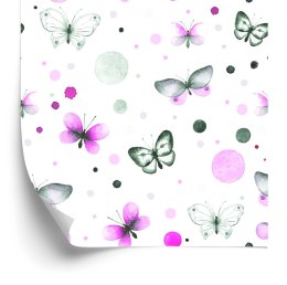 Tapeta Ścienna Do Pokoju Dziecka, Motyle, Kropki