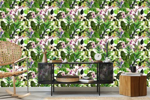 Tapeta Tropikalne Liście Z Kaktusami