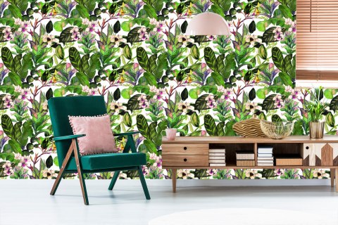 Tapeta Tropikalne Liście Z Kaktusami