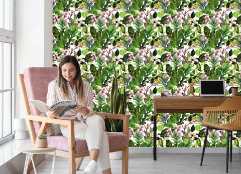 Tapeta Tropikalne Liście Z Kaktusami