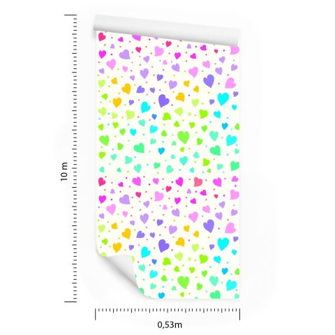 Tapeta Dla Dzieci - Kolorowe Drobne Serduszka