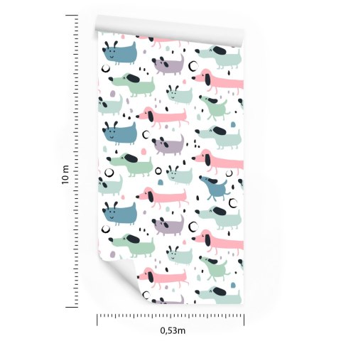 Tapeta Dla Dzieci - Kolorowe Wesołe Pieski