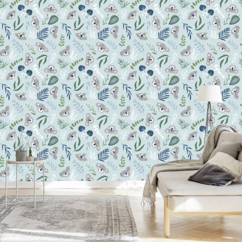 Tapeta Dla Dzieci - Misie Koala I Roślinki