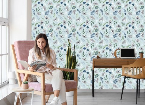 Tapeta Dla Dzieci - Misie Koala I Roślinki