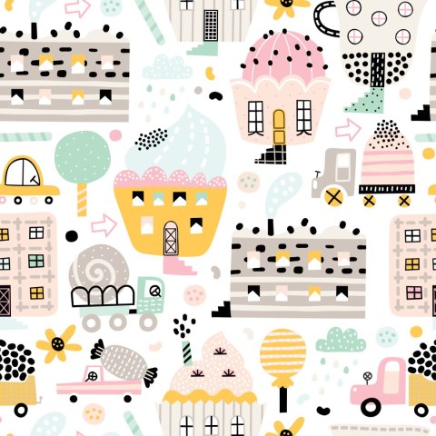 Tapeta Dla Dzieci-Słodkie Miasteczko