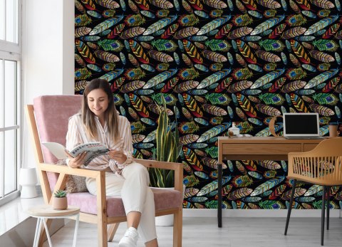 Tapeta Haftowane Pióra