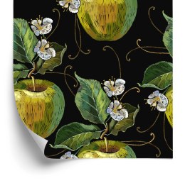 Tapeta Jabłka Z Liśćmi I Kwiatami