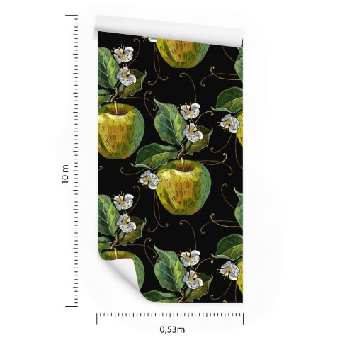 Tapeta Jabłka Z Liśćmi I Kwiatami