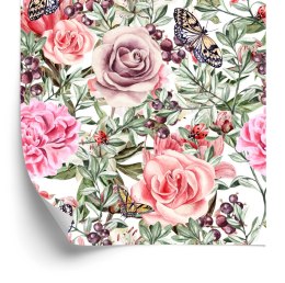 Tapeta Kolorowe Róże I Peonie-Akwarela